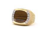 900951 - Gold Tigers Eye Diamond Gents Pinky Ring