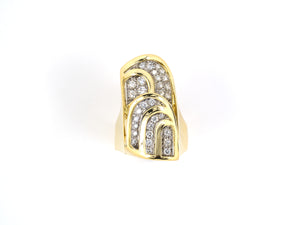 900953 - Circa 1980 Gold Diamond Swirl Gallery Dinner Ring