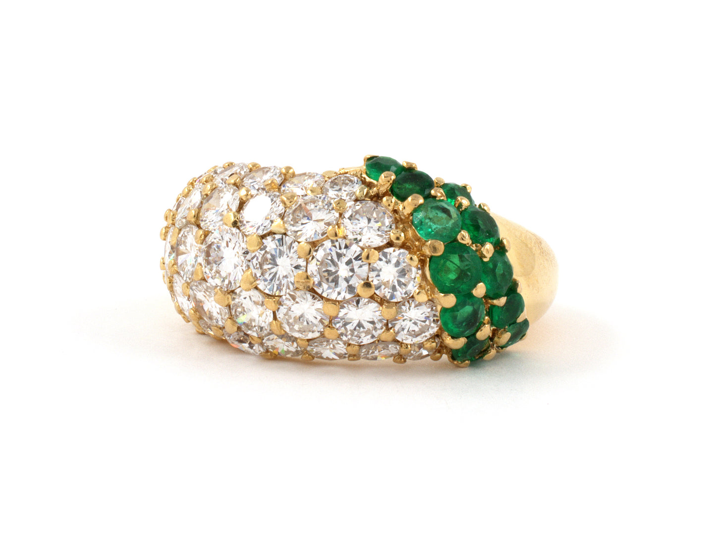 900972 - Gold Emerald Diamond Hoop Wedding Ring