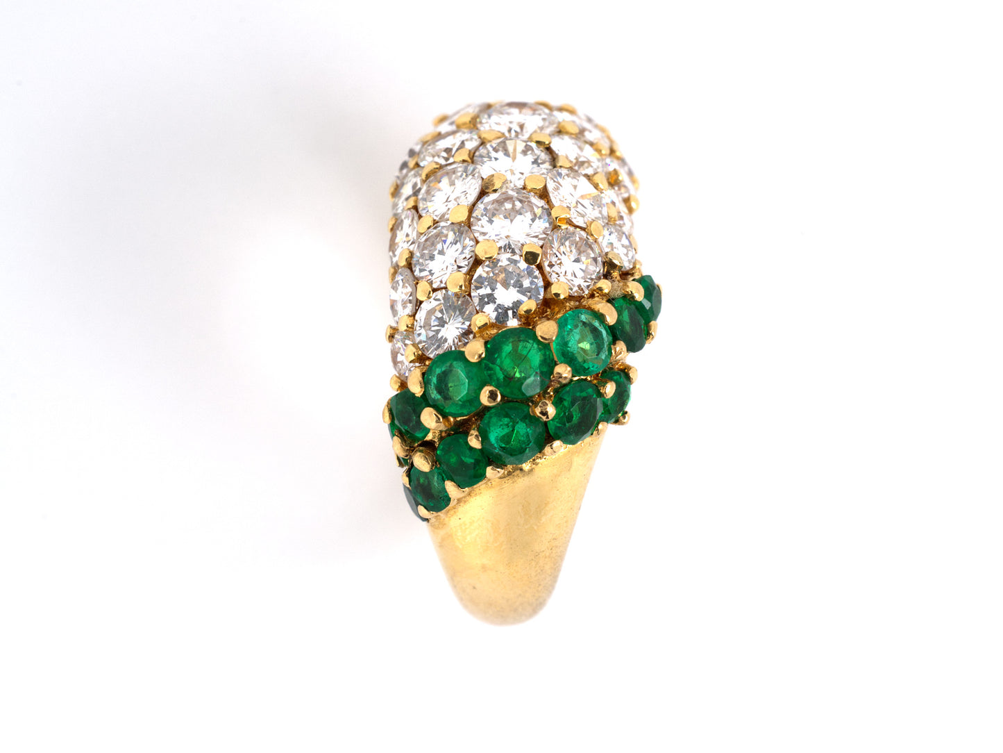 900972 - Gold Emerald Diamond Hoop Wedding Ring