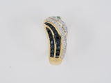 900973 - Gold Emerald Sapphire Diamond Wedding Band Ring