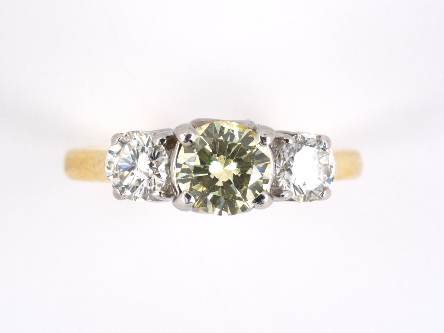 900986 - Gold GIA Diamond 3-stone Engagement Ring