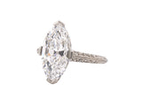 901020 - Art Deco Platinum GIA Marquise Diamond Chased Engagement Ring