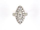 901025 - Circa 1955 Platinum Diamond Cluster Navette Dinner Ring