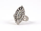 901025 - Circa 1955 Platinum Diamond Cluster Navette Dinner Ring