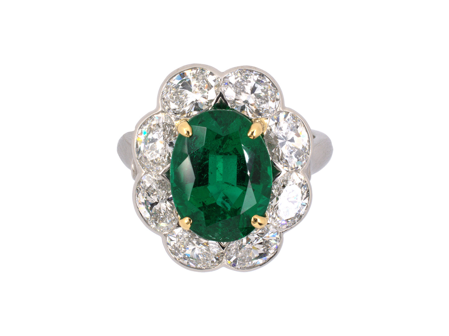 901054 - Platinum Gold AGL Emerald Diamond Cluster Ring