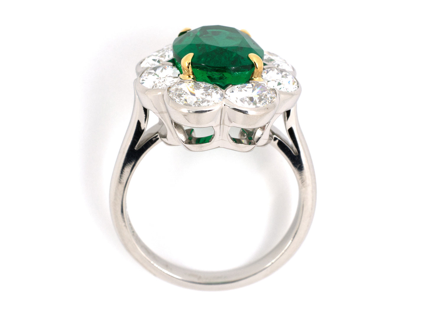 901054 - Platinum Gold AGL Emerald Diamond Cluster Ring