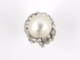 901095 - Gold South Sea Pearl Diamond Cluster Swirl Cocktail Ring