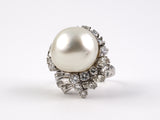 901095 - Gold South Sea Pearl Diamond Cluster Swirl Cocktail Ring