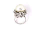 901095 - Gold South Sea Pearl Diamond Cluster Swirl Cocktail Ring