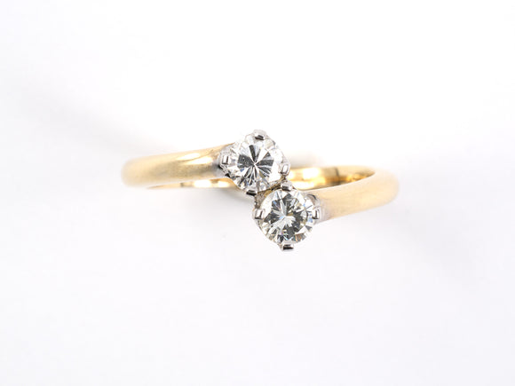 901109 - SOLD - Gold Platinum Diamond By Pass Ring