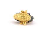 901146 - Webb Gold Ruby Black Enamel Bull's Head Ring