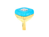 901170 - Gold Corrugated Turquoise Diamond Ring