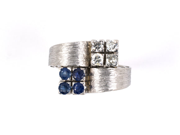 901192 - Gold Diamond Sapphire Textured Gallery Ring