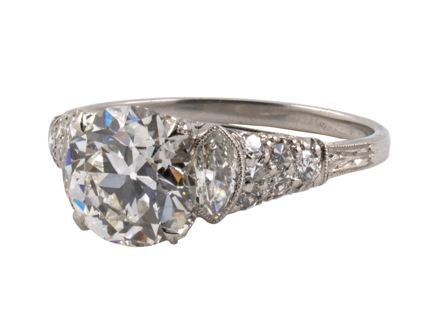 901194 - Art Deco Platinum GIA Diamond Engagement Ring