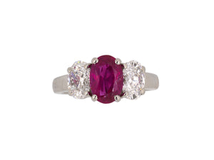 901200 - Platinum Ruby Diamond 3-stone Ring