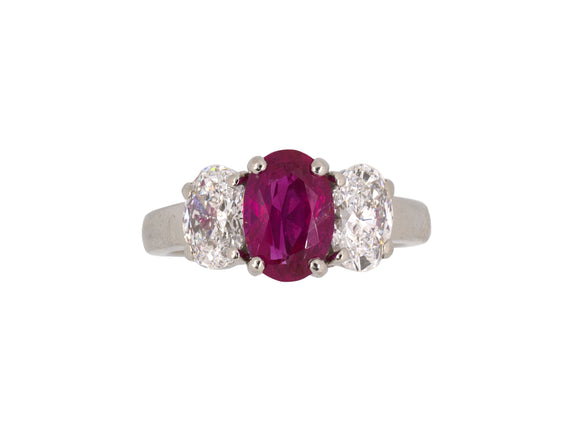 901200 - Platinum Ruby Diamond 3-stone Ring