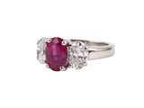 901200 - Platinum Ruby Diamond 3-stone Ring