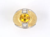 901205 - SOLD - Gold Platinum Sapphire Diamond Textured Ring