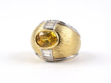 901205 - SOLD - Gold Platinum Sapphire Diamond Textured Ring