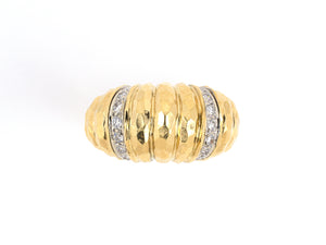 901222 - Gold Diamond Corrugated Ring