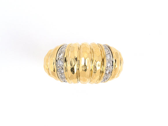 901222 - Gold Diamond Corrugated Ring