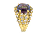 901238 - SOLD - Gold Tourmaline Tanzanite Diamond 2-Stone Cocktail Ring