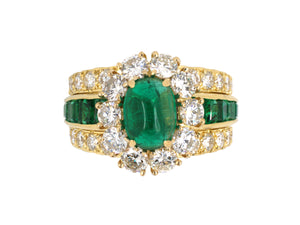 901239 - SOLD - Circa 1985 Van Cleef & Arpels Gold Colombian Emerald Diamond Ring
