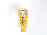 901242 - Victorian Gold GIA Diamond Carved 3-Stone Gents Ring