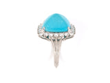 901244 - SOLD - Platinum Diamond Sugarloaf Turquoise Ring