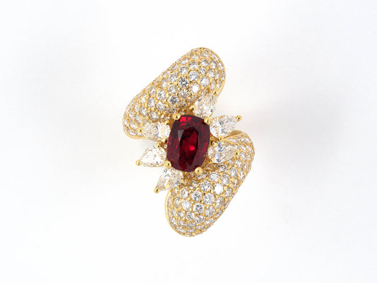 901248 - Neiman Marcus Gold AGL Ruby Diamond Dinner Ring