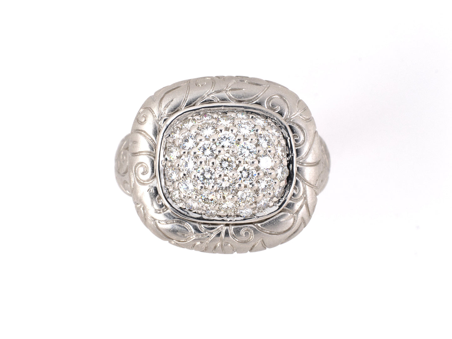 901277 - SOLD - Seidengang Gold Diamond Carved Ring