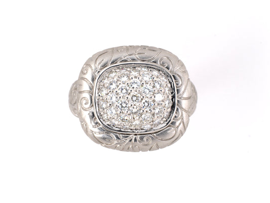 901277 - SOLD - Seidengang Gold Diamond Carved Ring