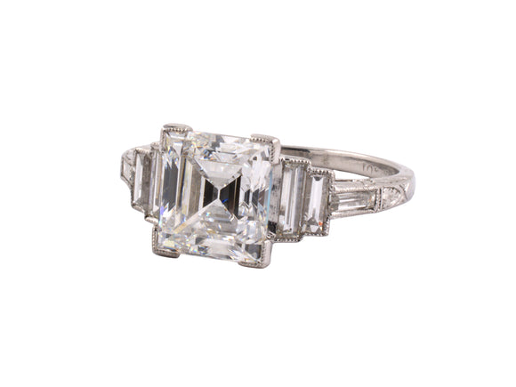 901280 - Art Deco Platinum GIA Diamond Engagement Ring