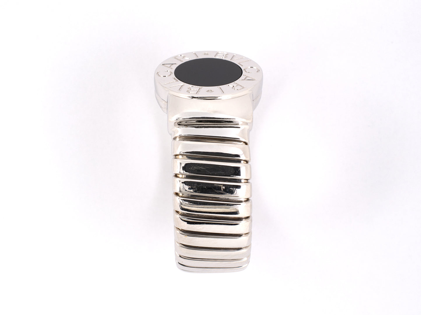 901294 - SOLD - Bulgari Gold Black Onyx Tubogas Ring,