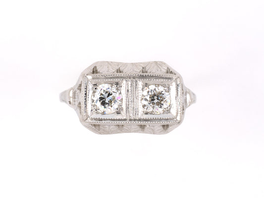 901305 - SOLD - Art Deco Gold Diamond Filigree Ring