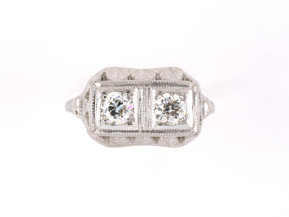 901305 - Art Deco Gold Diamond Filigree Ring