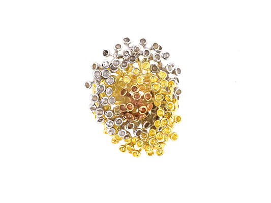 901329 - SOLD - Circa 1970 Gold Tiered Cluster Flower Ring