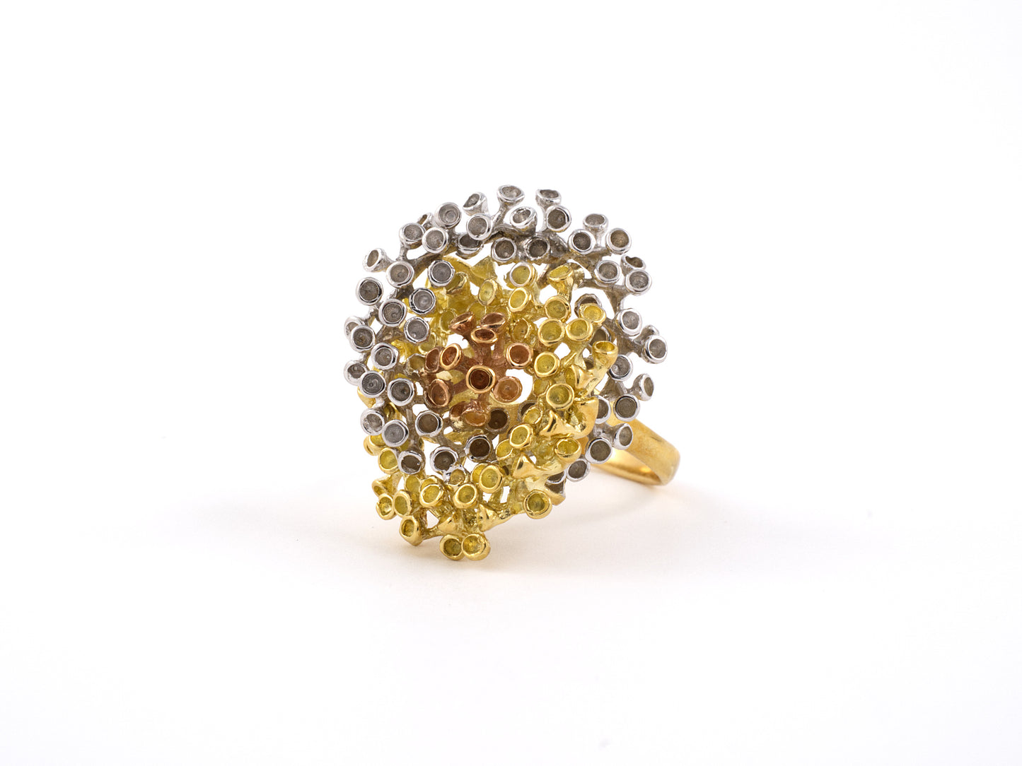 901329 - SOLD - Circa 1970 Gold Tiered Cluster Flower Ring