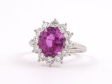 901332 - SOLD - Platinum AGL Pink Sapphire Diamond Cluster Ring