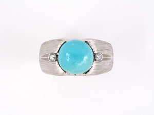 901333 - SOLD - Circa: 1970 Gold Turquoise Diamond Ring