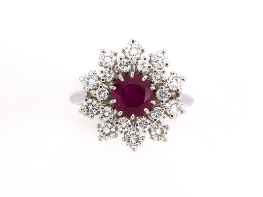 901335 - Circa 1950s F F Felger Gold Burma Ruby Diamond Ring