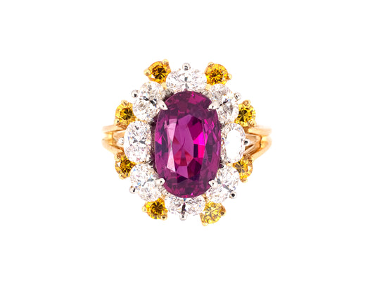 901349 - Circa 1971 Oscar Heyman Gold Platinum AGL Ceylon Ruby Diamond Ring