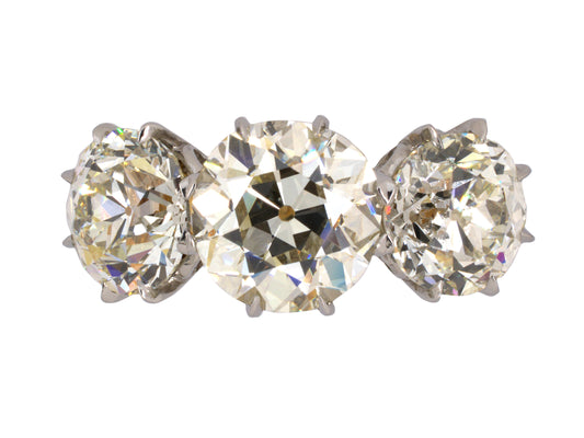 901403 - SOLD - Platinum & Gold GIA Diamond Filigree 3-Stone Ring