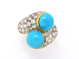 901413 - Gold Turquoise Diamond By Pass Ring