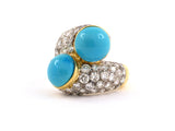 901413 - Gold Turquoise Diamond By Pass Ring