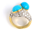 901413 - Gold Turquoise Diamond By Pass Ring