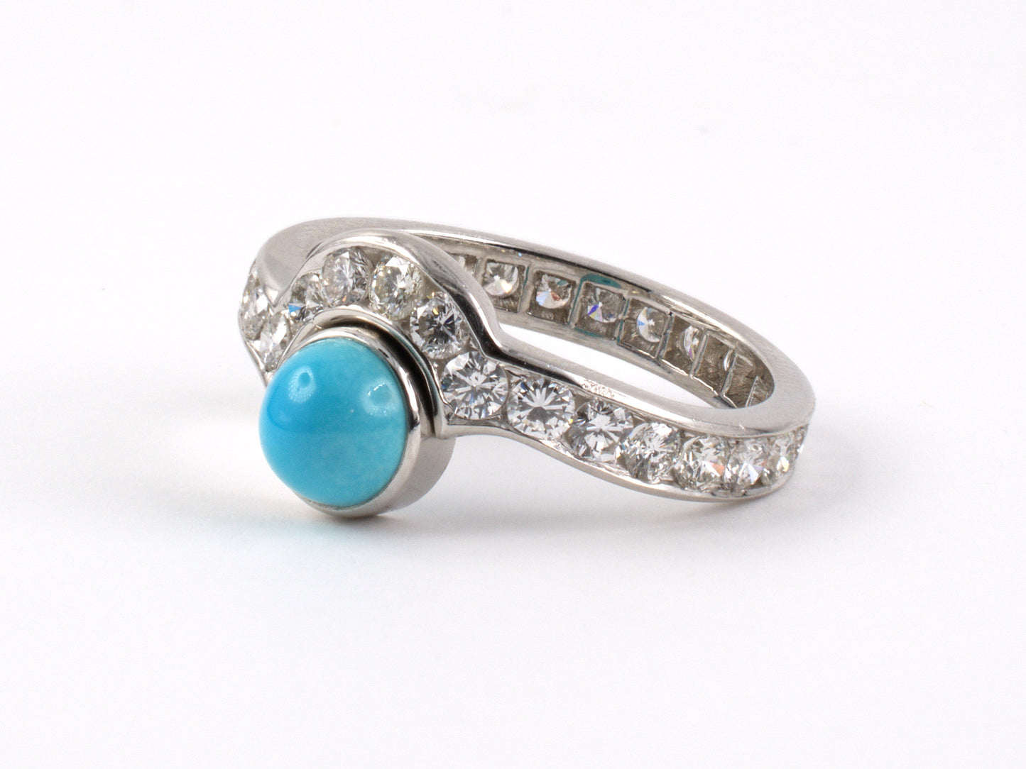 901415 - Platinum Turquoise Diamond Eternity Ring