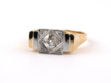 901438 - Art Deco Gold Platinum Diamond Square Engagement Ring