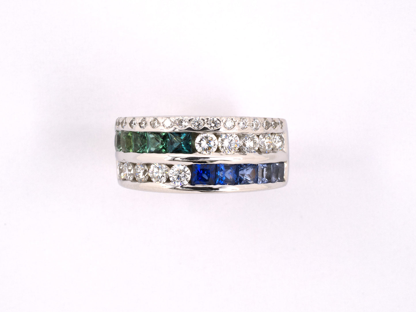 901440 - Gold Diamond Tourmaline Tanzanite Wedding Ring